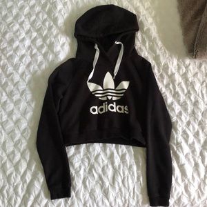 Adidas cropped black hoodie